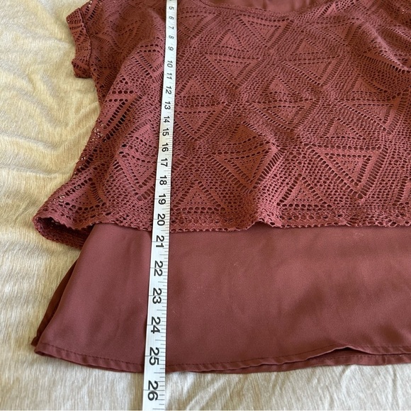 Soho Jeans Mauve Knit Women's Sleeveless Crochet 2 Layer Top - Picture 7 of 7